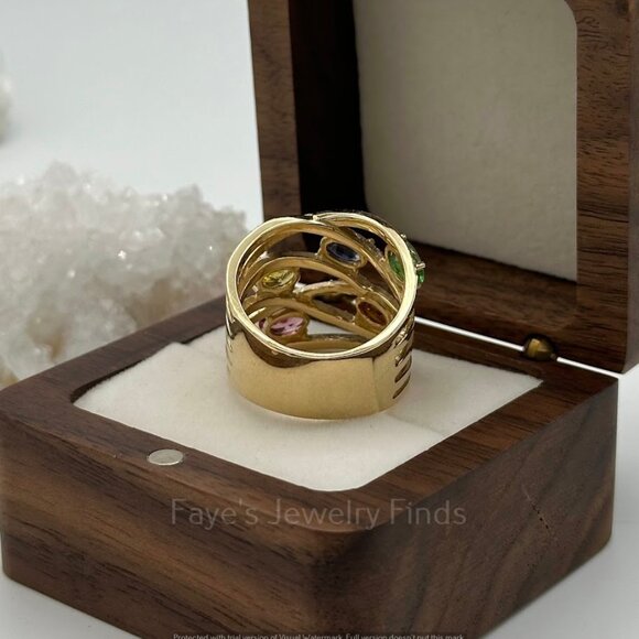 EFFY® Watercolors 14K Yellow Gold Multi Sapphire Diamond Ring - Picture 6 of 8
